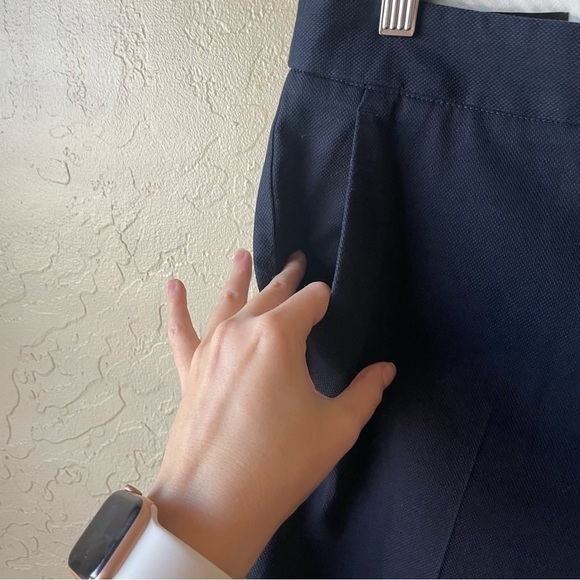 Talbots Slim Crop Scalloped Hem Navy Blue Slacks - Picture 6 of 7